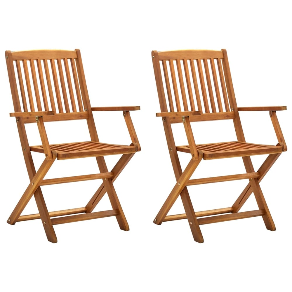 vidaXL Folding Outdoor Chairs 2 pcs Solid Acacia Wood vidaXL Folding Outdoor Chairs 2 pcs Solid Acacia Wood
