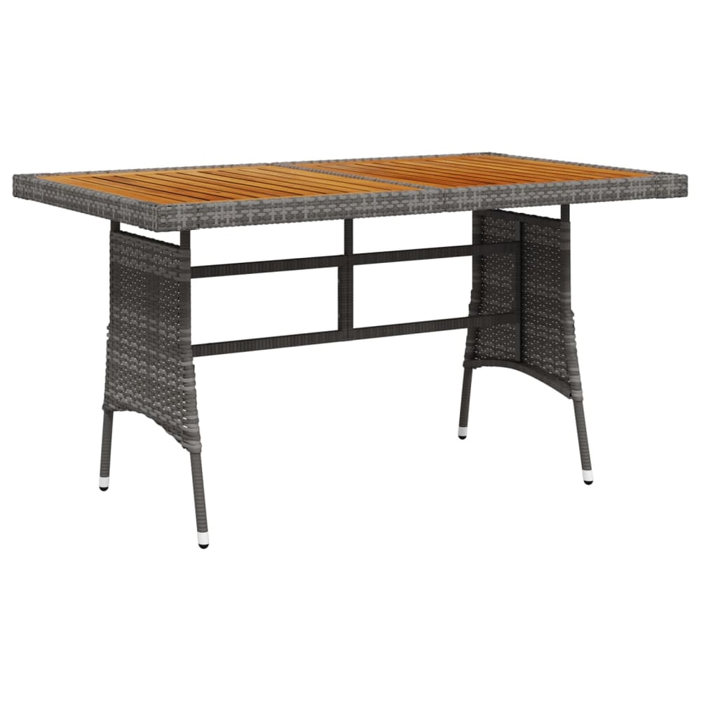 Vidaxl Garden Table Grey 130x70x72 Cm Poly Rattan & Solid Acacia Wood