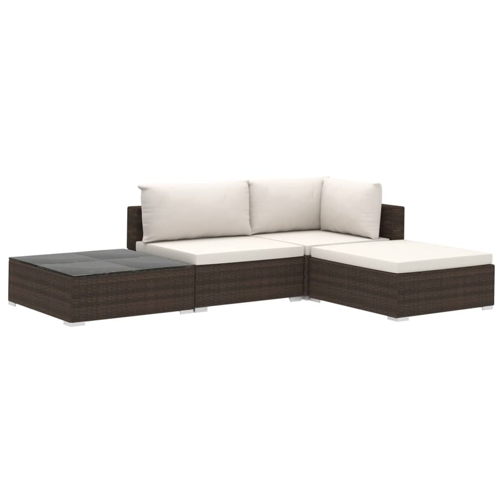 Vidaxl 4 Piece Garden Lounge Set With Cushions Poly Rattan Brown Vidaxl 4 Piece Garden Lounge Set With Cushions Poly Rattan Brown