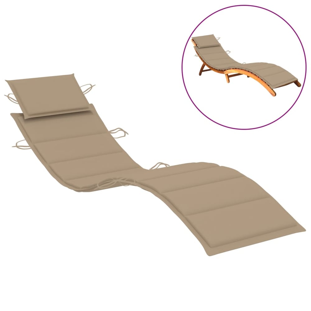 vidaXL Sun Lounger Cushion Beige 186x58x3 cm