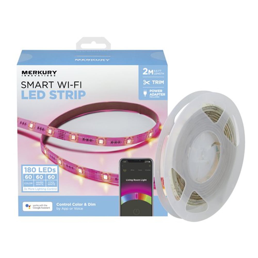 Merkury Innovations Smart Led Strip Lights, 6.5ft, Trimmable, Dimmable