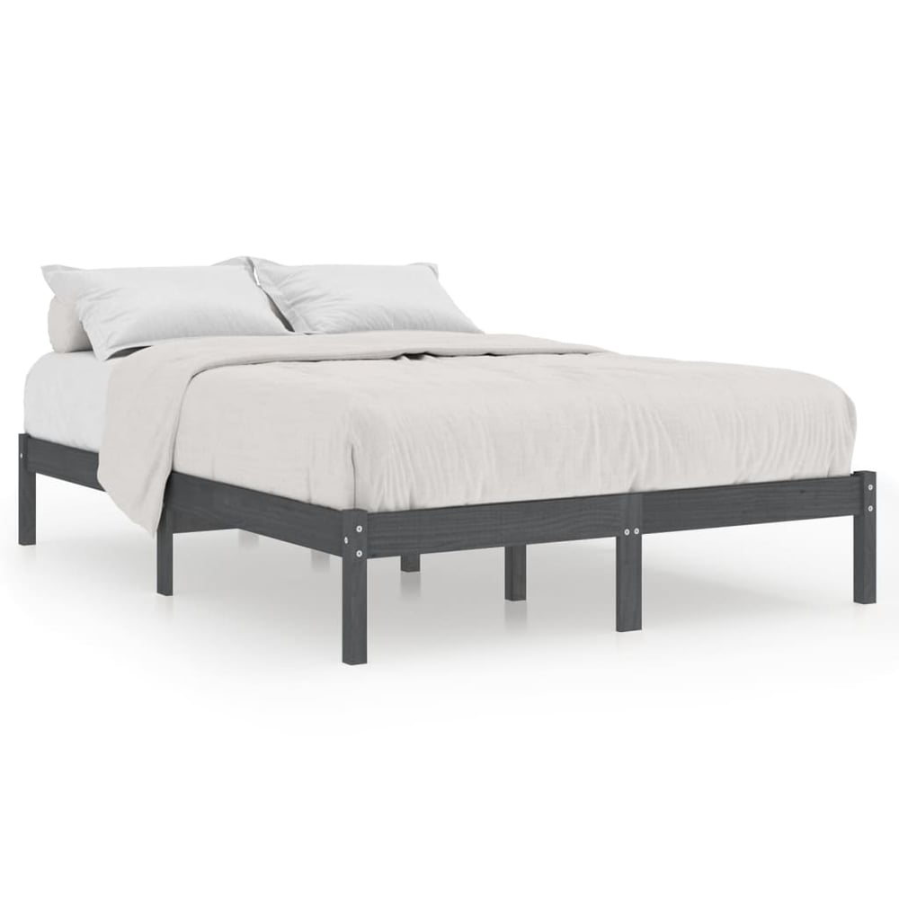 Vidaxl Bed Frame Grey Solid Wood Pine 140x200 Cm