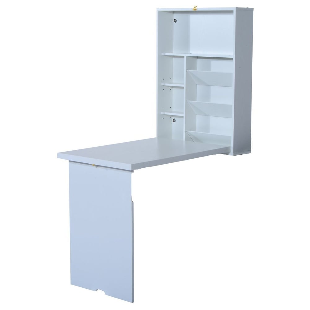 Class CL08238WT Wall Mount Folding Desk with Shelves and White board