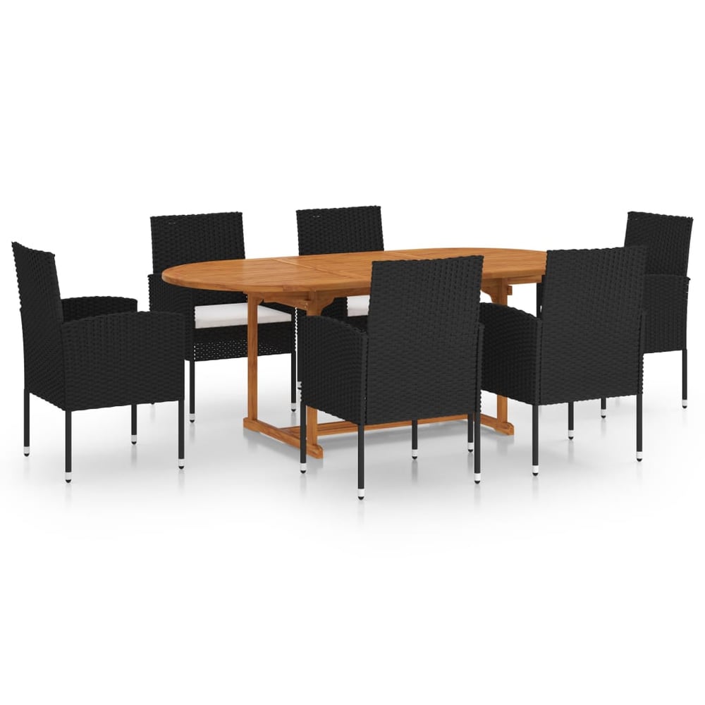 vidaXL 7 Piece Garden Dining Set Poly Rattan Black vidaXL 7 Piece Garden Dining Set Poly Rattan Black