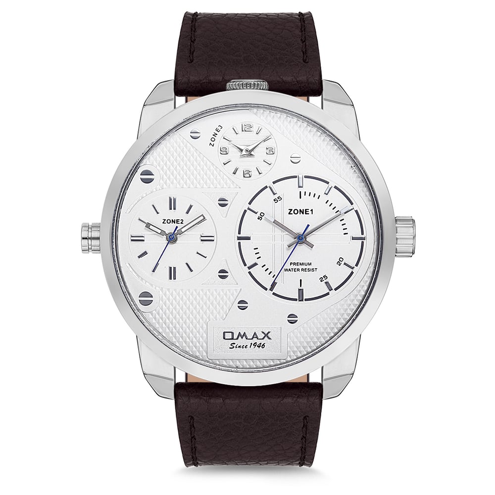 Omax Triple Time Series Black Leather Analog Watch For Men TT01P32I Omax Triple Time Series Black Leather Analog Watch For Men TT01P32I