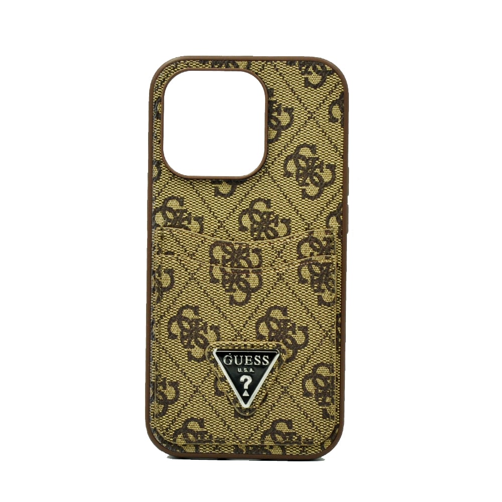 Guess 4G Double Card Triangle Hard Case For Iphone 14 Pro Brown Guess 4G Double Card Triangle Hard Case For Iphone 14 Pro Brown