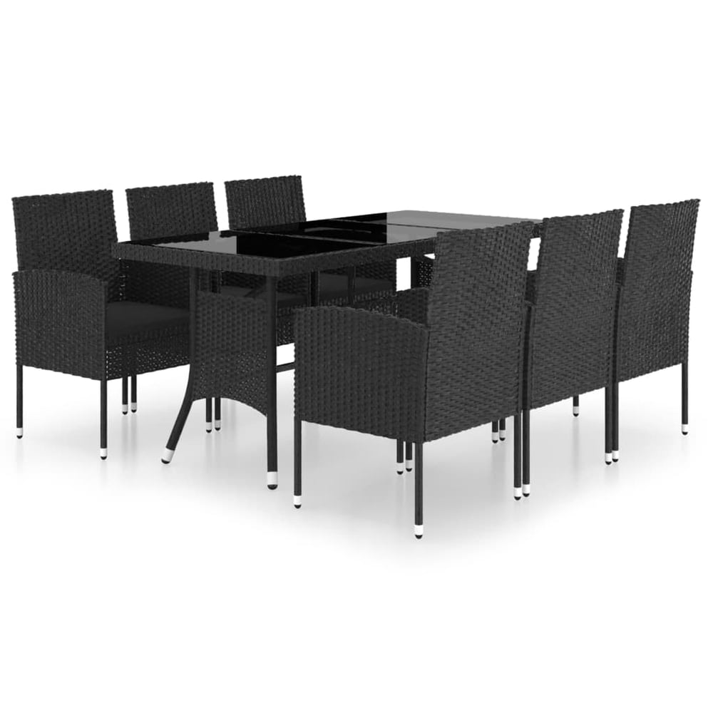 vidaXL 7 Piece Garden Dining Set Poly Rattan Black vidaXL 7 Piece Garden Dining Set Poly Rattan Black