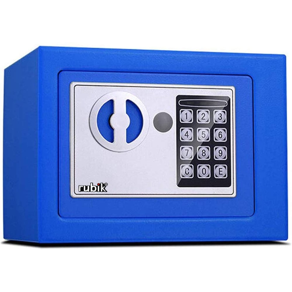 Mini Digital Safe Box Security Locker For Passport Cash Jewelry Smartphones (17x23x17cm) Blue