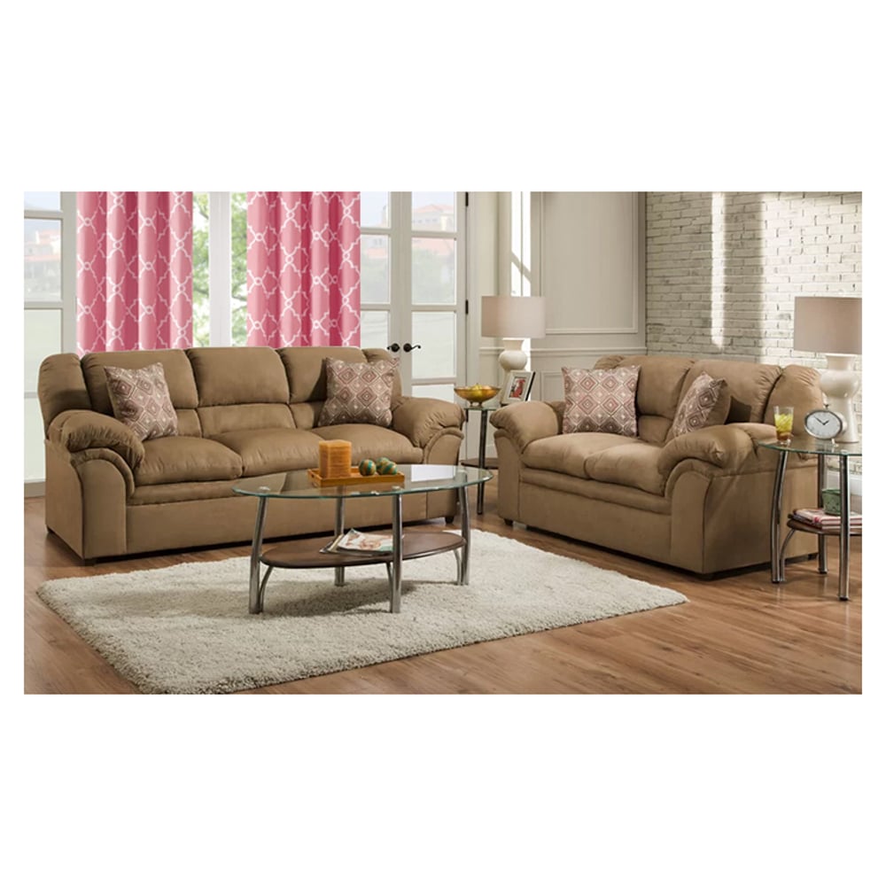 Elza Loveseat 5-Seater ( Love Seat + 3 Seater ) in Light Brown Color