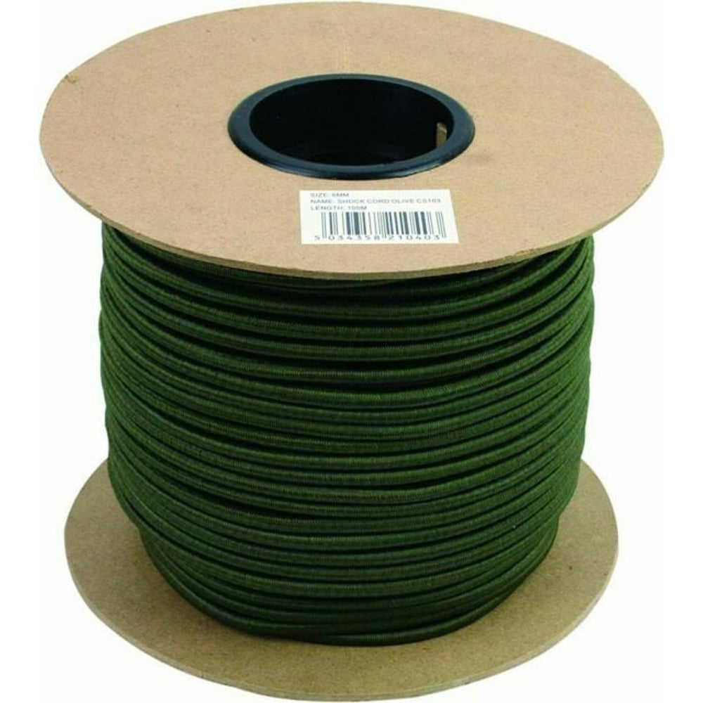 Highlander Shock Cord, 6mm X 100m, Olive