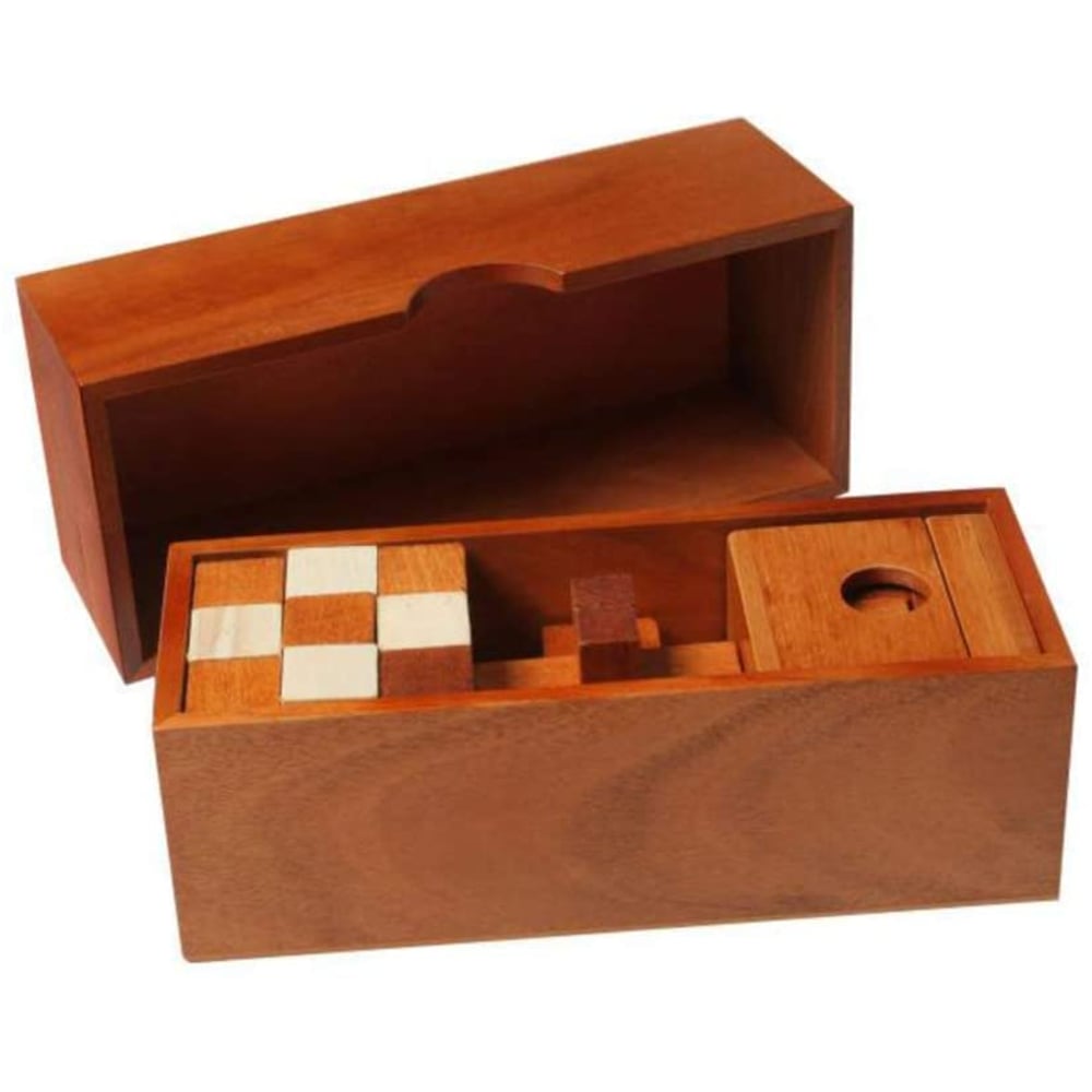 Brookstone Brain Teaser Burr Puzzle 3-in-1 Wooden Puzzle Luxury Gift Set with Wooden Box Brookstone Brain Teaser Burr Puzzle 3-in-1 Wooden Puzzle Luxury Gift Set with Wooden Box
