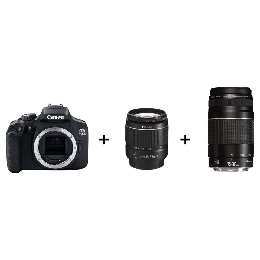 Canon EOS1300D Digital SLR Camera + EFS 18-55mm DC + EF 75-300mm III Lens Canon EOS1300D Digital SLR Camera + EFS 18-55mm DC + EF 75-300mm III Lens