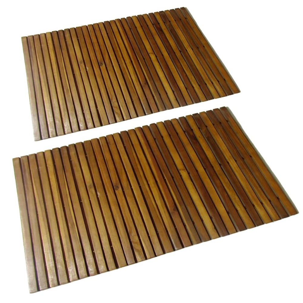 vidaXL 2 pcs Acacia Bath Mat 80 x 50 cm vidaXL 2 pcs Acacia Bath Mat 80 x 50 cm