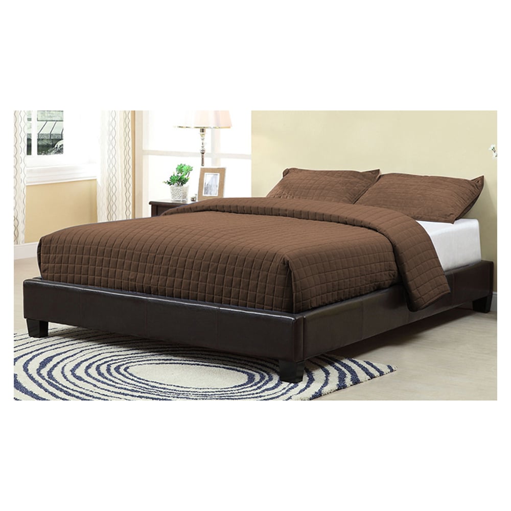 Brown Upholstered Platform King Bed without Mattress Brown Brown Upholstered Platform King Bed without Mattress Brown