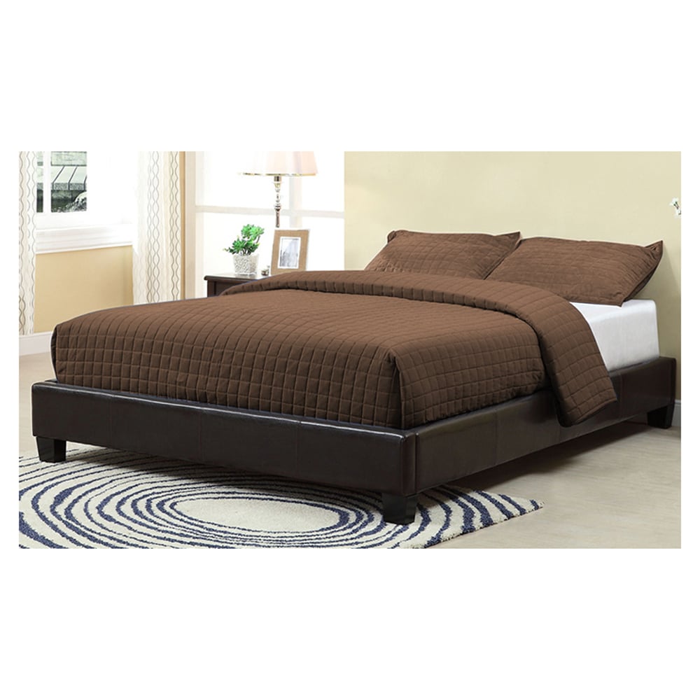 Brown Upholstered Platform King Bed without Mattress Brown