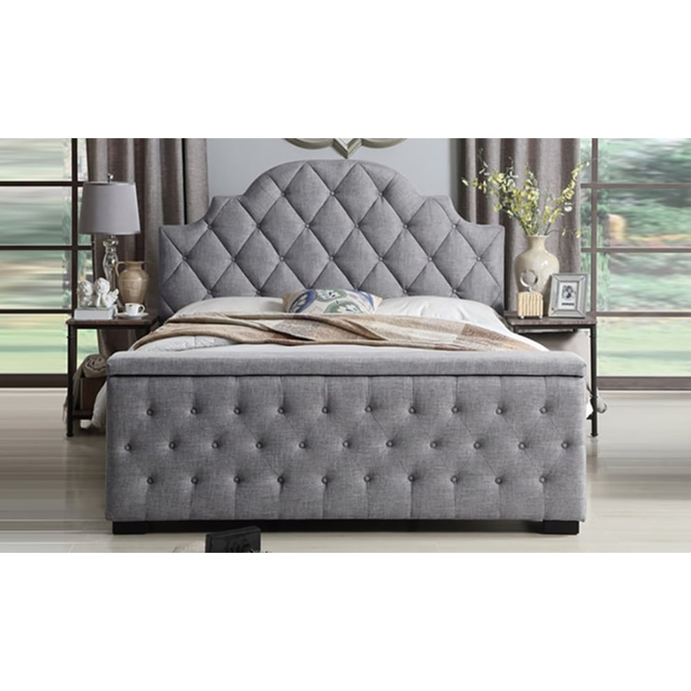 Footboard Storage Bed King with Mattress Charcoal Grey