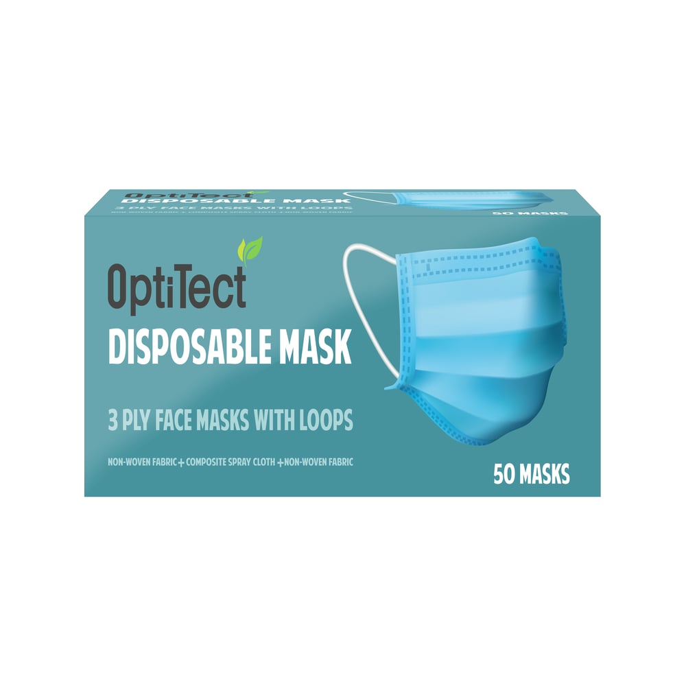 Buy Optitect 50Piece 3Ply Disposable Face Mask With Loop Online in