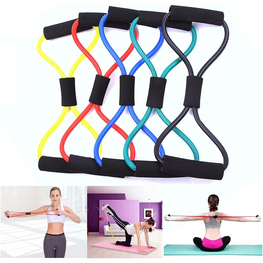 ULTIMAX Figure 8 Resistance Band, Resistance Bands for Women, 8 Shaped Resistance Band for Arms, Chest Expander, Yoga Gym Fitness Pulling Rope 8 Word Elastic - Assorted Color