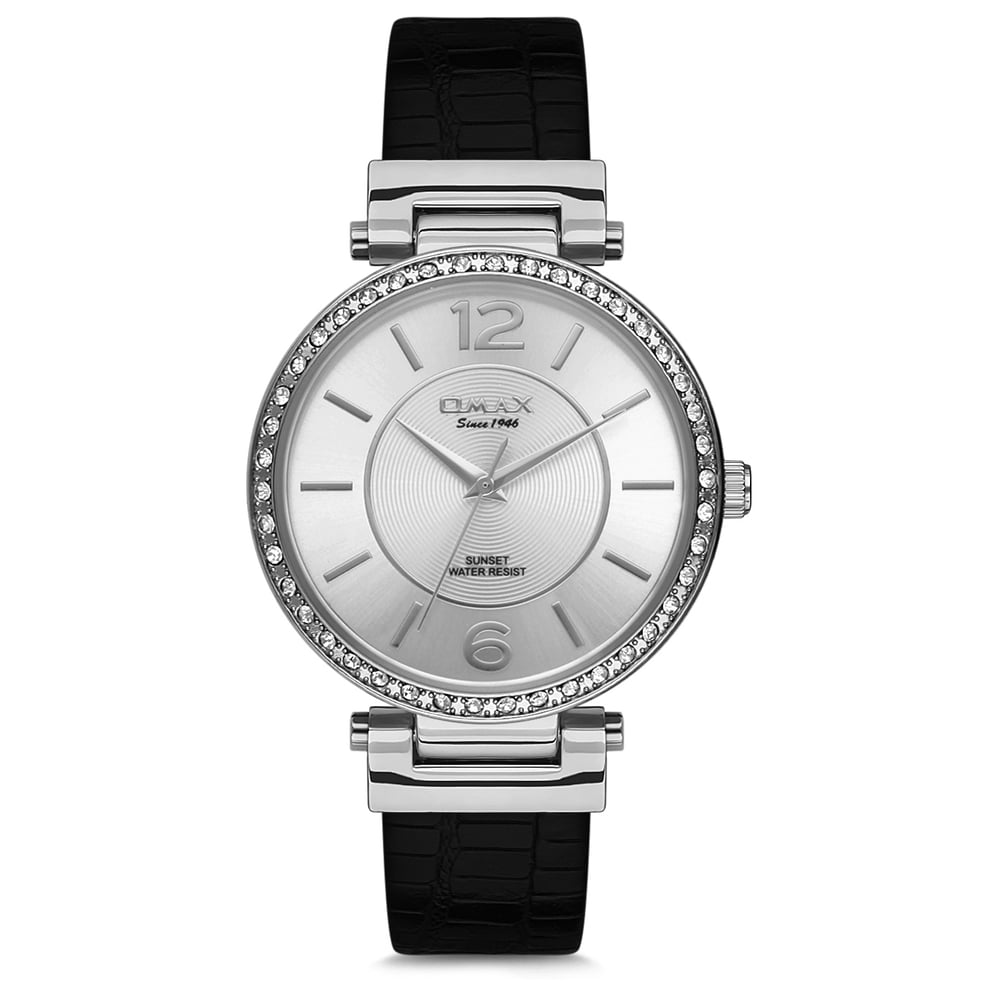 Omax Sunset Series Black Leather Analog Watch For Women SU003P62I Omax Sunset Series Black Leather Analog Watch For Women SU003P62I