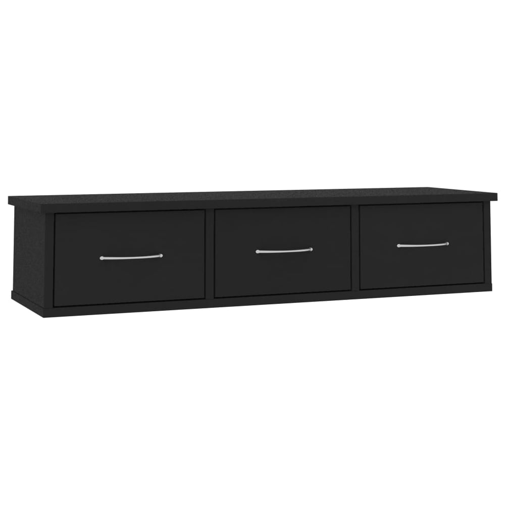 Vidaxl Wall-mounted Drawer Shelf Black 88x26x18.5 Cm Chipboard