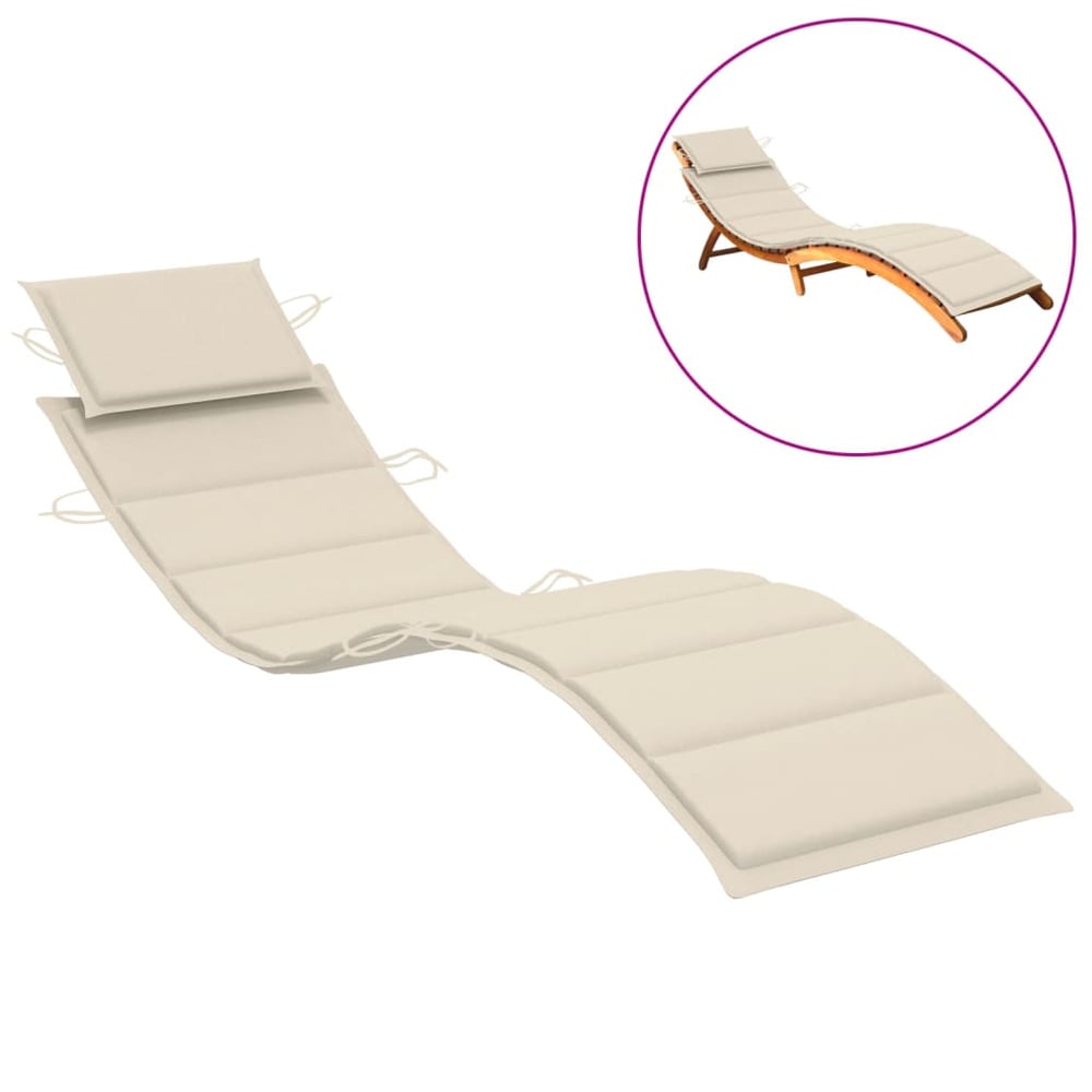 vidaXL Sun Lounger Cushion Cream 186x58x3 cm