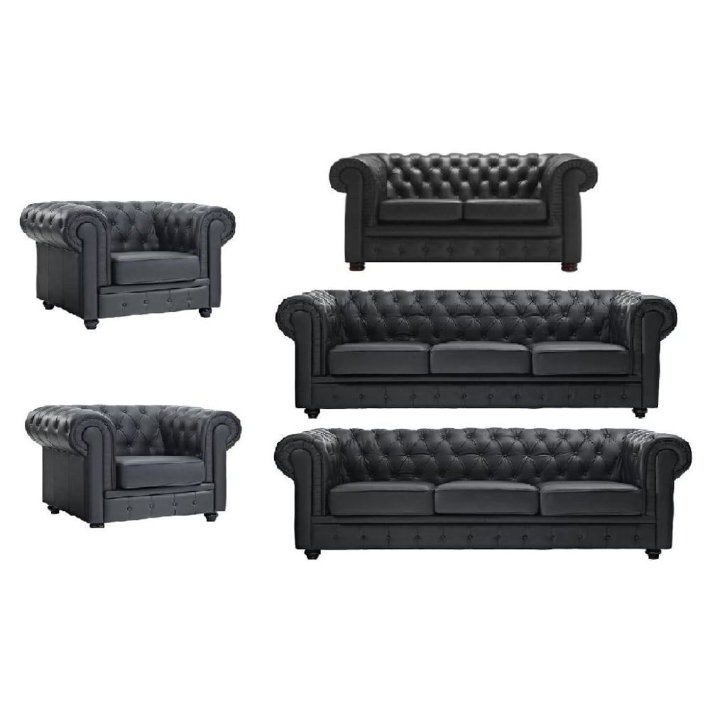 Ingles Sofa Sets 10 - Seater ( 3+3+2+1+1 ) in Black Color