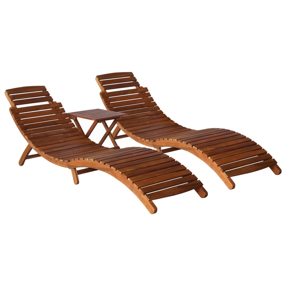 vidaXL 3 Piece Sunlounger with Tea Table Solid Acacia Wood vidaXL 3 Piece Sunlounger with Tea Table Solid Acacia Wood
