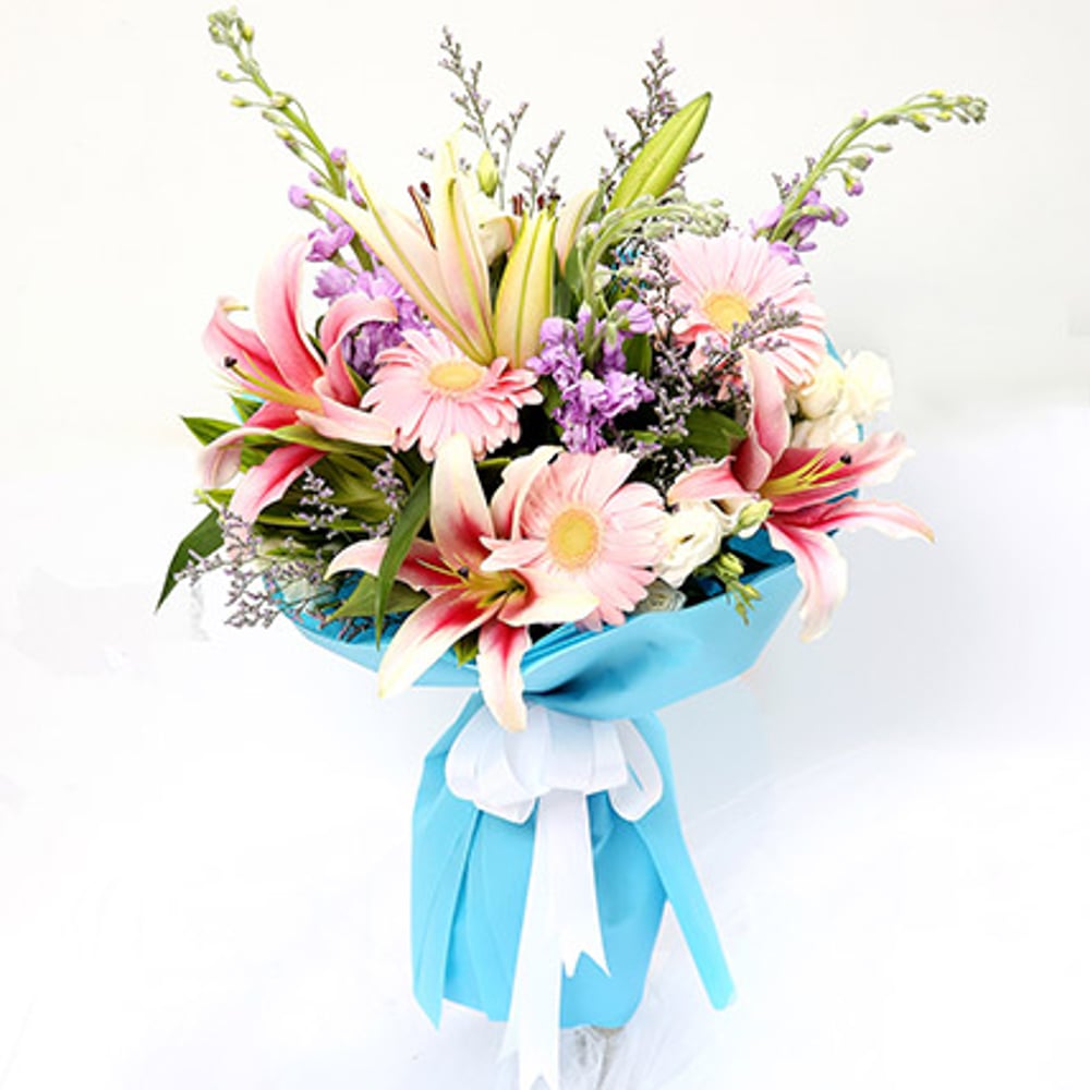 Sweet Gerberas & Lavender Flower Bouquet