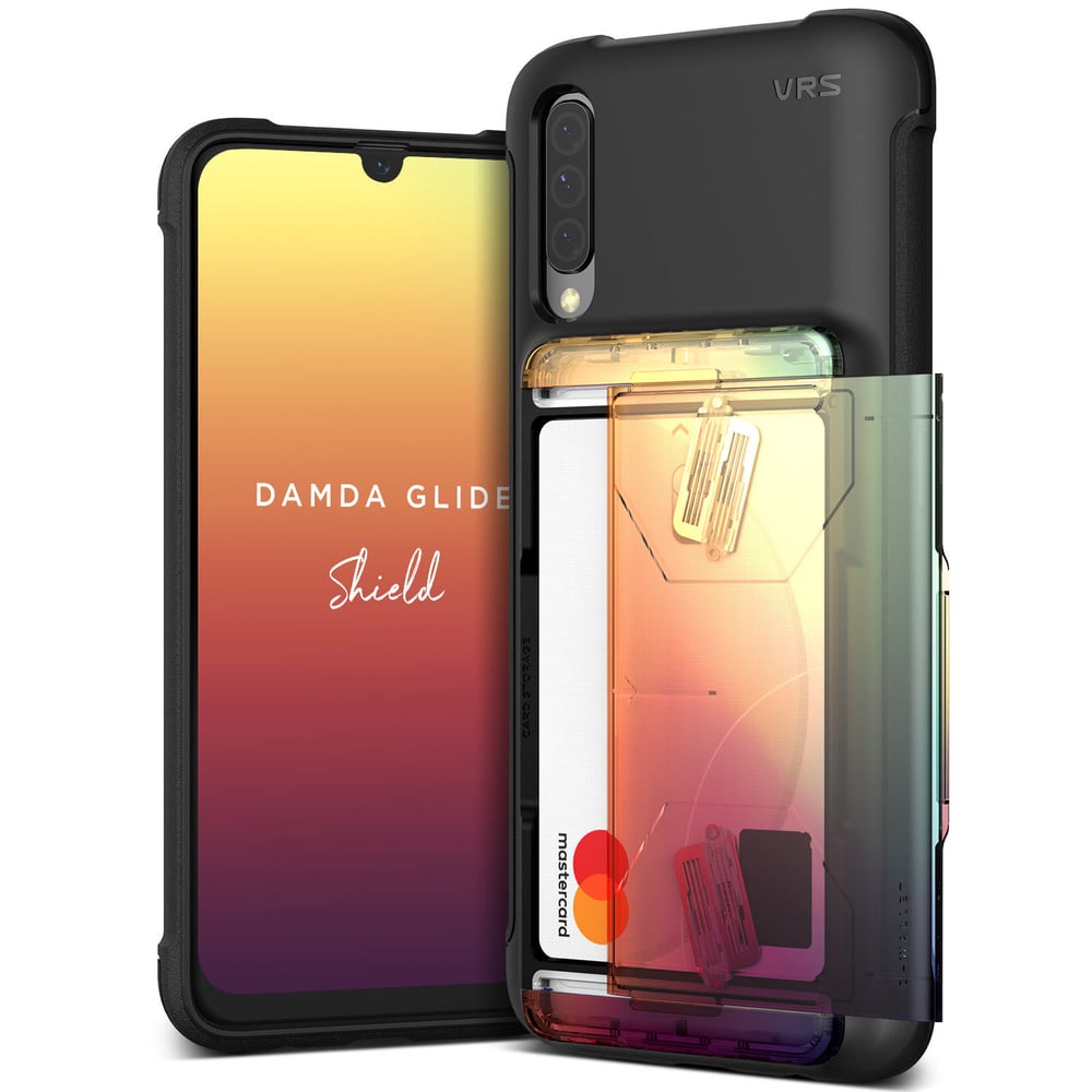 Vrs Design Samsung Galaxy A50 Damda Glide Shield Semi Automatic Card Wallet Cover/case - Solid Orange Purple
