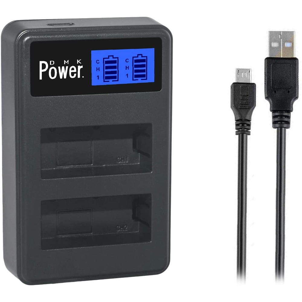 Dmk Power En-el3e Lcd Dual Slot Usb Battery Charger Compatible With Nikon Enel3e En-el3 En-el3a D100 D200 D300 D300s D50 D70 D70s D80 D90 D700