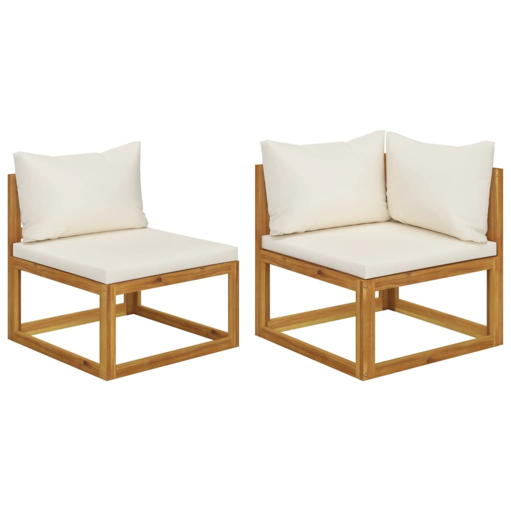 Vidaxl 2 Piece Sofa Set With Cream White Cushions Solid Acacia Wood Vidaxl 2 Piece Sofa Set With Cream White Cushions Solid Acacia Wood