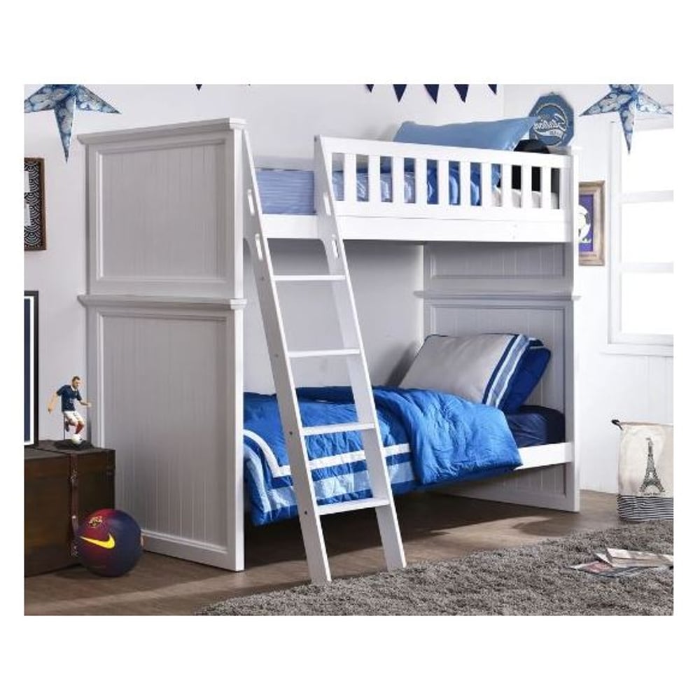 MooBoo Tuck Me In Tight White Single Bunk Bed With Mattress