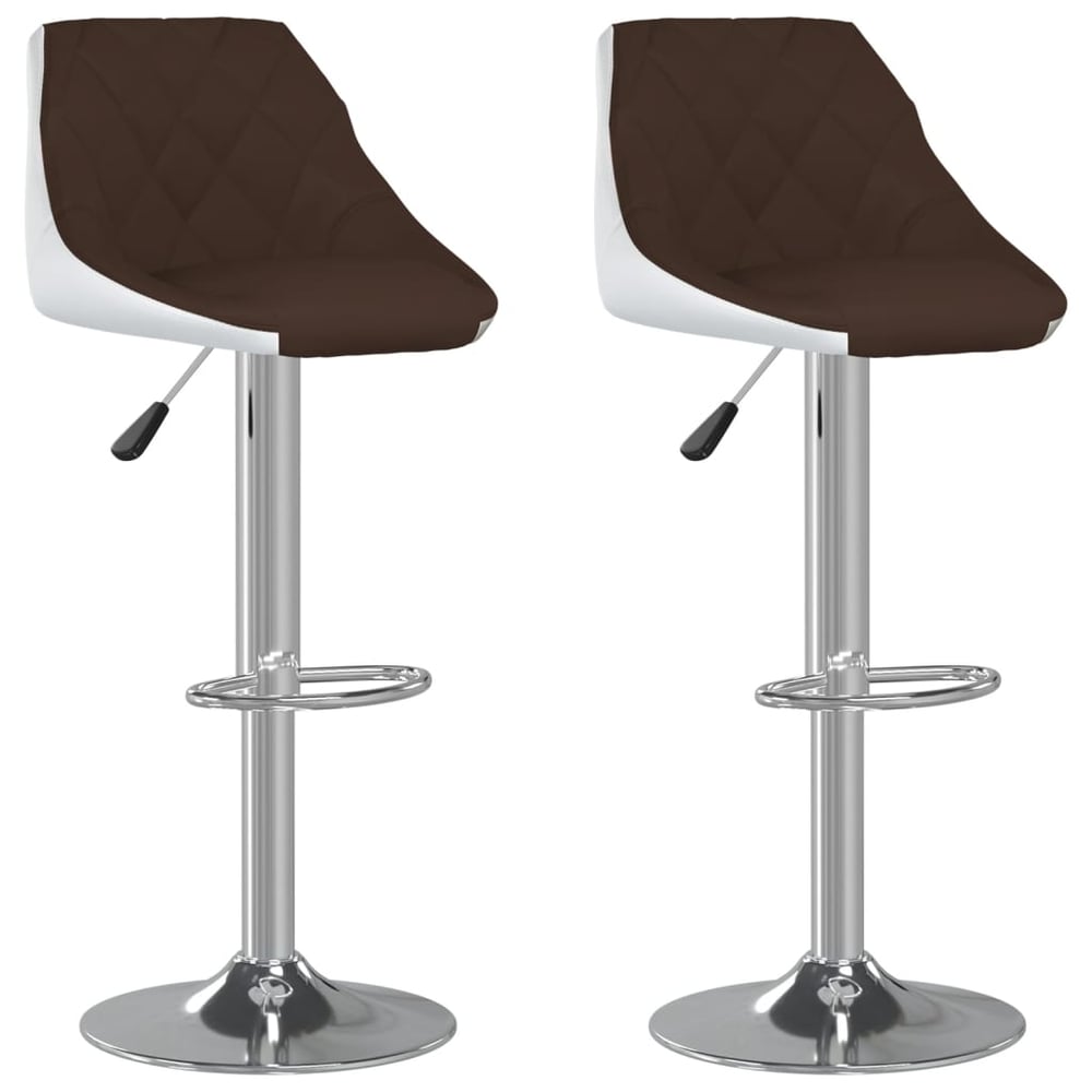 Vidaxl Bar Stools 2 Pcs Brown And White Faux Leather