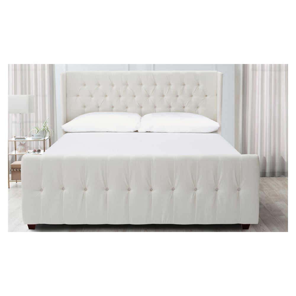 David Tufted Wingback Upholstered Queen Bed without Mattress White David Tufted Wingback Upholstered Queen Bed without Mattress White