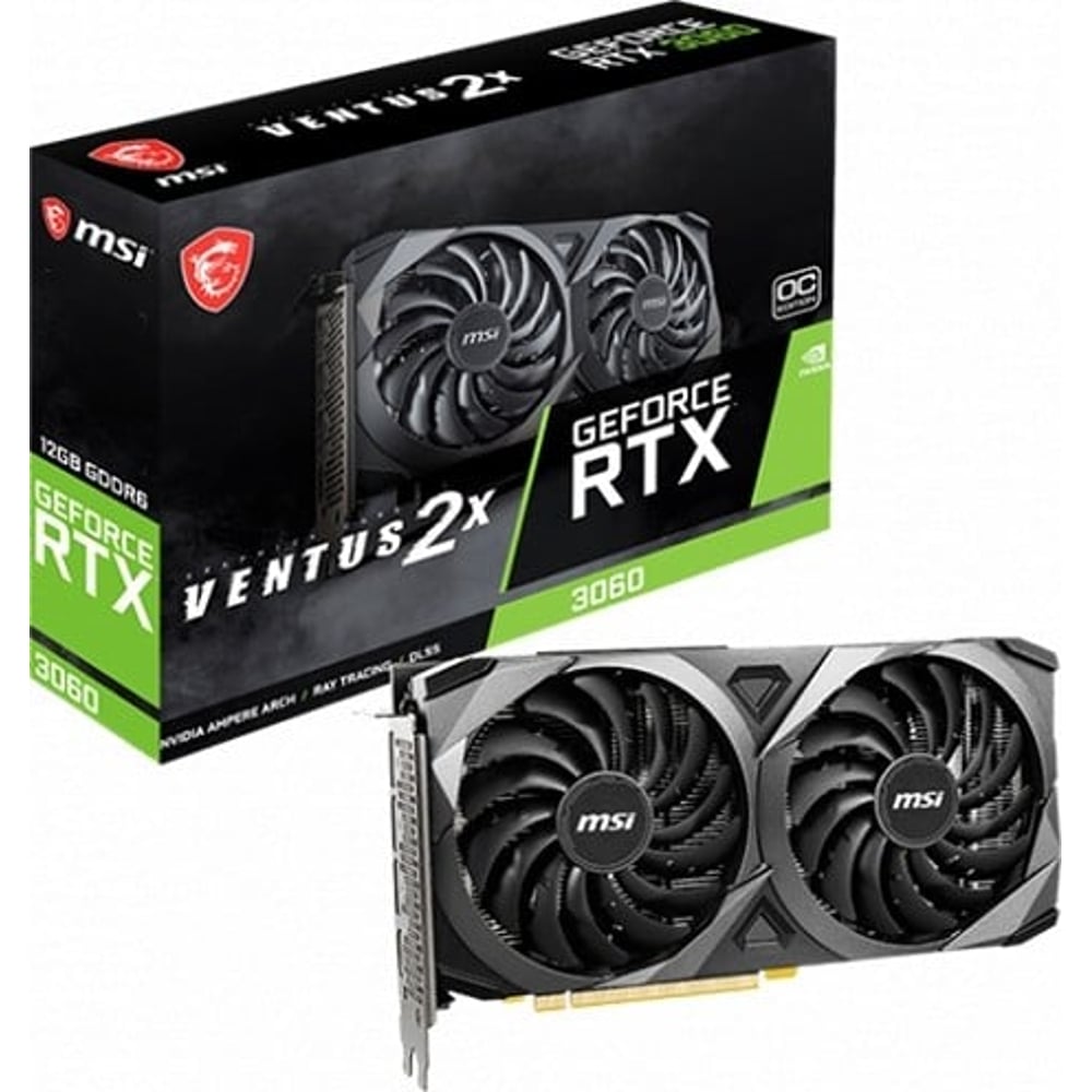 MSI Geforce Rtx 3060 Ventus 2x 12gb Oc Gddr6 - Multi Processors Graphic Cards Black