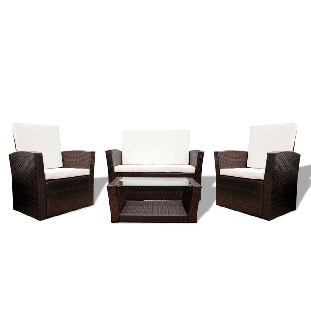 Vidaxl 4 Piece Garden Lounge Set With Cushions Poly Rattan Brown