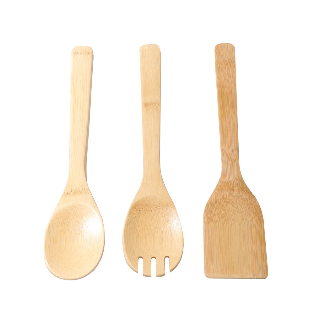 Buy Delcasa 3 Piece Bamboo Utensil Set Beige Online In Uae Sharaf Dg 5290