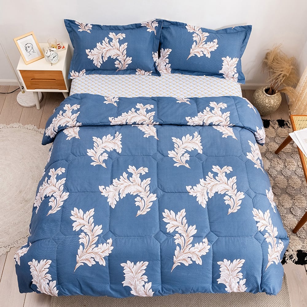 RISHAHOME 4 Piece Queen Size Comforter Set (210x230 cm) Pickeld Bluewood 2102304PBL RISHAHOME 4 Piece Queen Size Comforter Set (210x230 cm) Pickeld Bluewood 2102304PBL