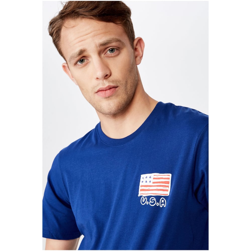 Cotton On 4th July T-Shirt Blue Small