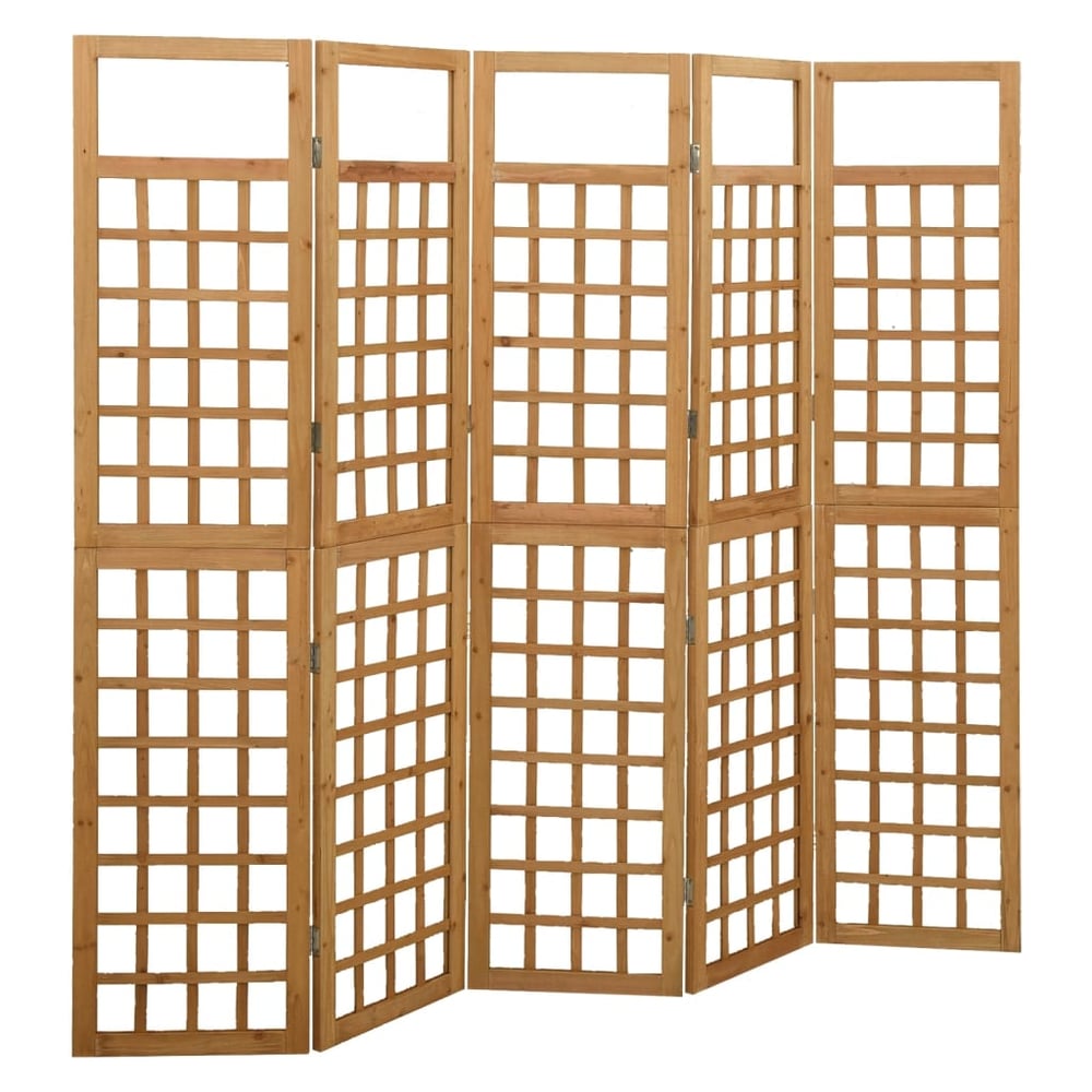 Vidaxl 5-panel Room Divider/trellis Solid Fir Wood 201.5x180 Cm