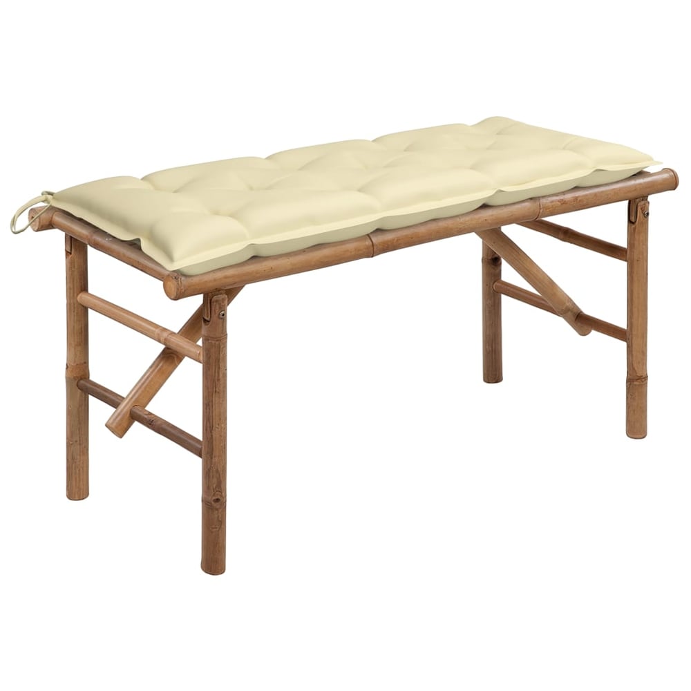 vidaXL Folding Garden Bench with Cushion 118 cm Bamboo vidaXL Folding Garden Bench with Cushion 118 cm Bamboo