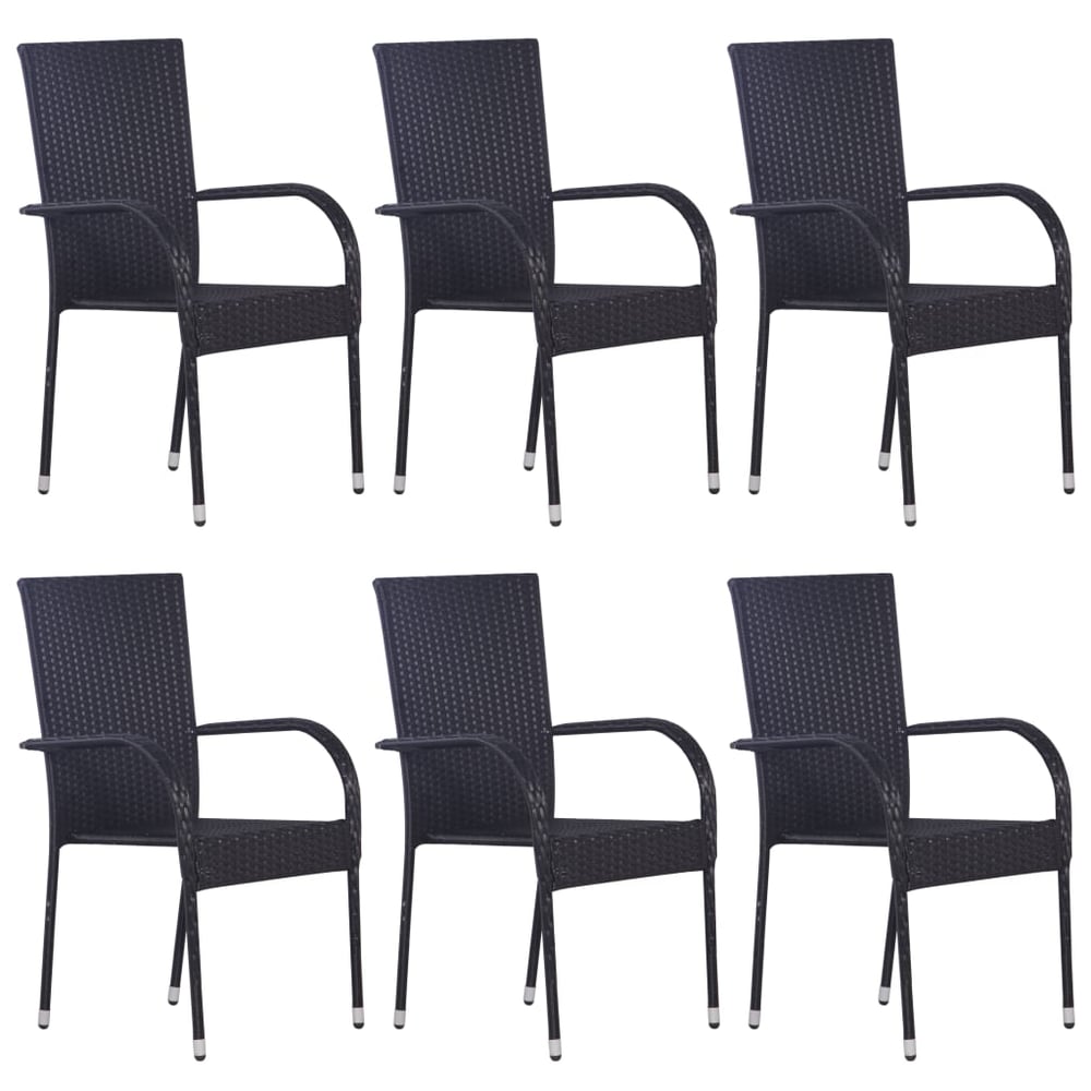Vidaxl Stackable Outdoor Chairs 6 Pcs Poly Rattan Black Vidaxl Stackable Outdoor Chairs 6 Pcs Poly Rattan Black