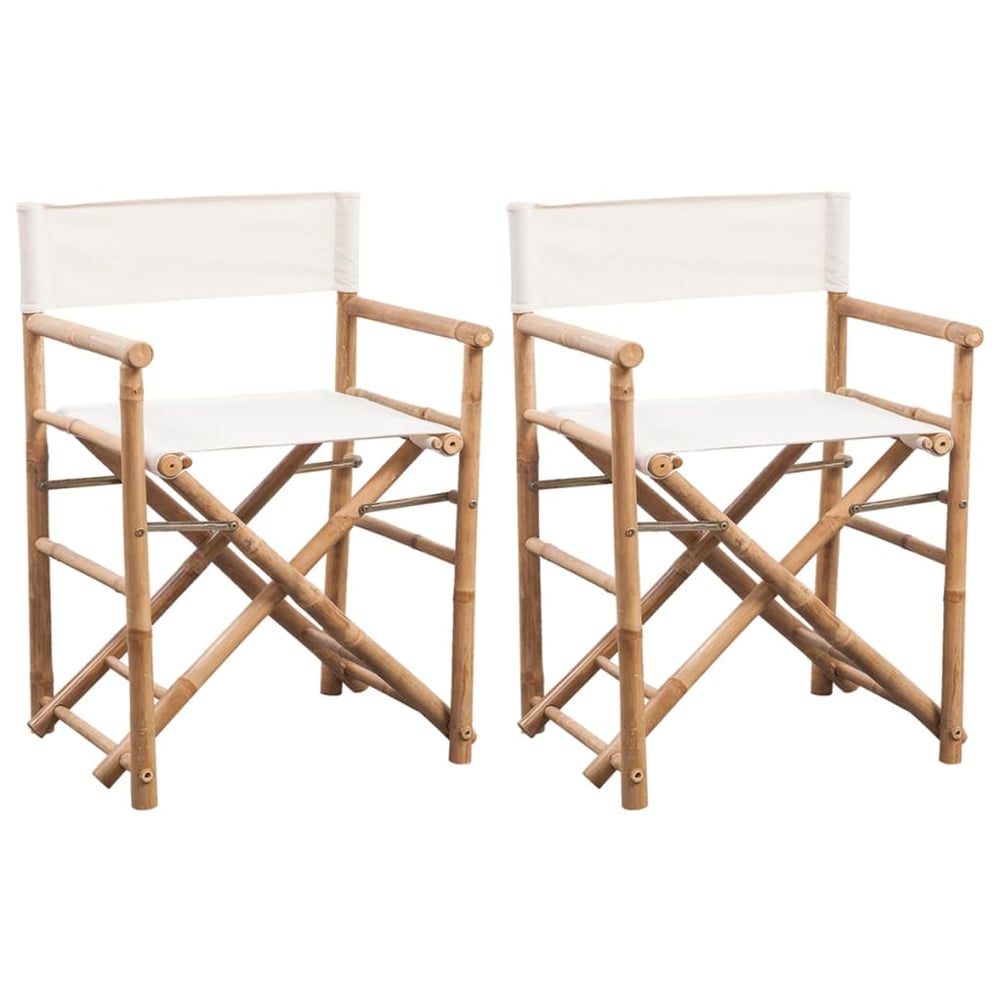 vidaXL Folding Director's Chair 2 pcs Bamboo and Canvas vidaXL Folding Director's Chair 2 pcs Bamboo and Canvas