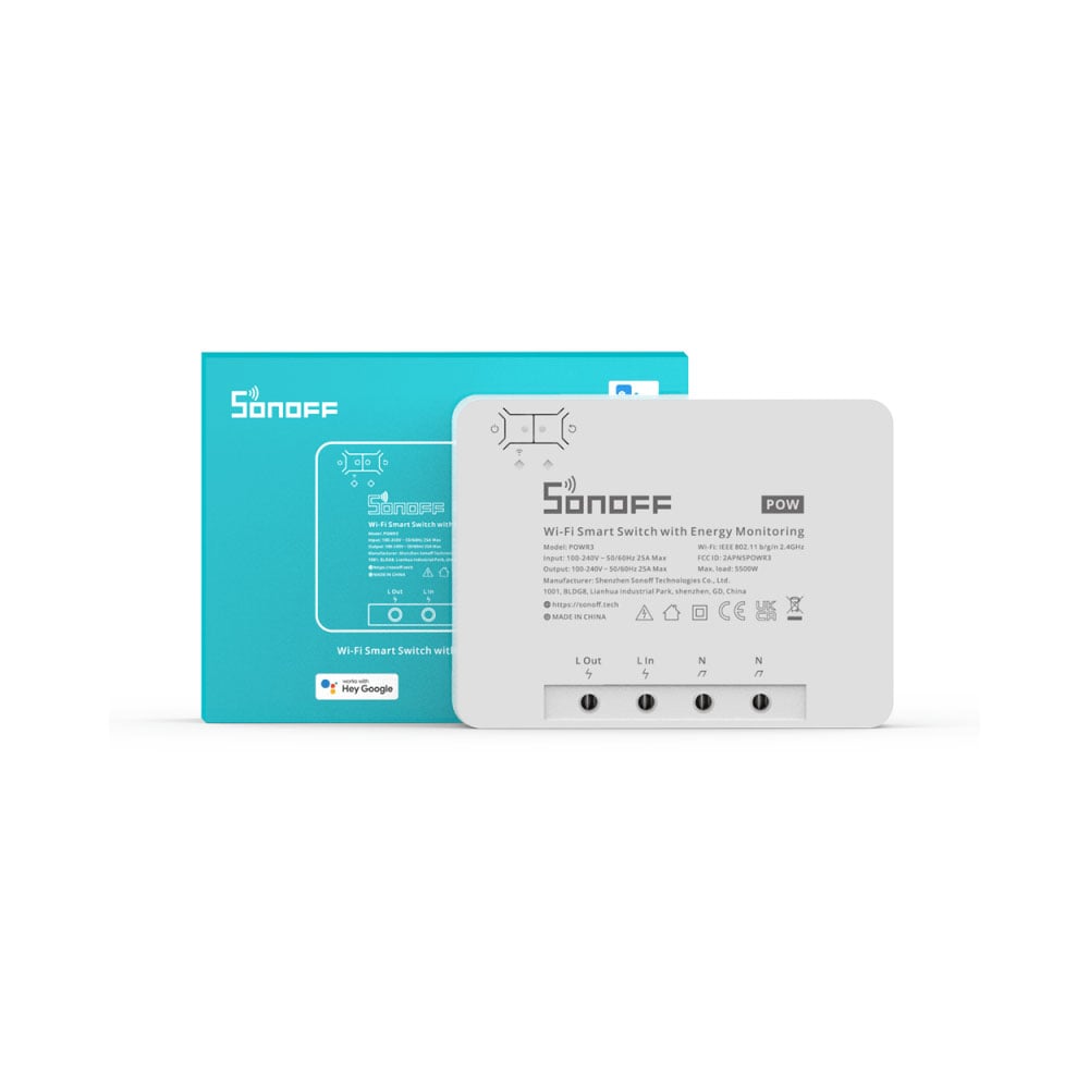 Sonoff POWR3 DIY Wi-Fi Smart Switch 25A 5500W Energy Monitoring or 433MHz RF Remote Control White Sonoff POWR3 DIY Wi-Fi Smart Switch 25A 5500W Energy Monitoring or 433MHz RF Remote Control White