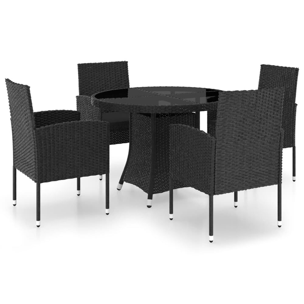 vidaXL 5 Piece Garden Dining Set Poly Rattan Black