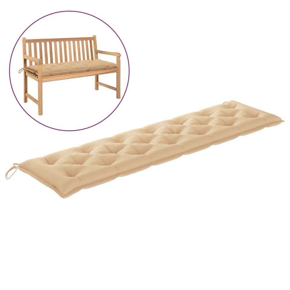 Vidaxl Garden Bench Cushion Beige 200x50x7 Cm Fabric