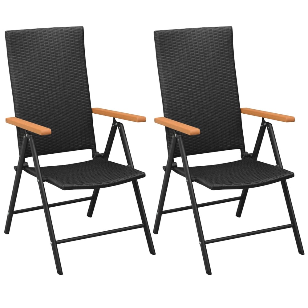 Vidaxl Stackable Garden Chairs 2 Pcs Poly Rattan Black