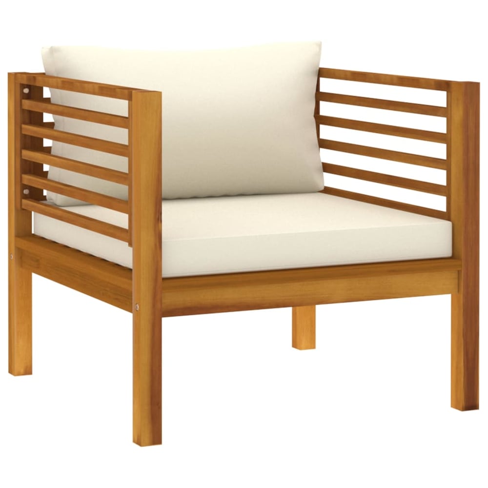Vidaxl Garden Chair With Cream White Cushions Solid Acacia Wood