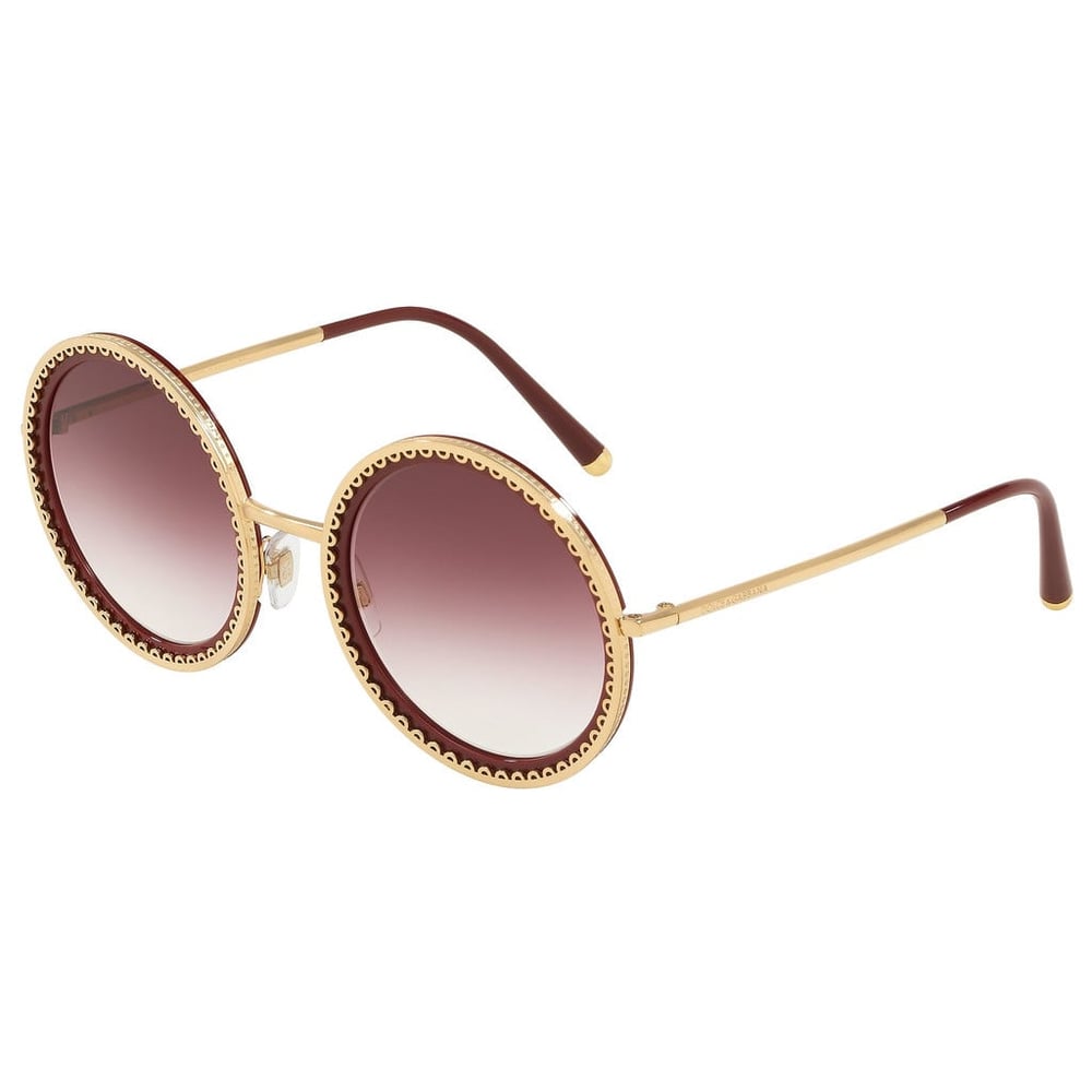 Dolce And Gabbana Gold Bordeaux Metal Women DG2211-02/8H-53 Sunglasses Dolce And Gabbana Gold Bordeaux Metal Women DG2211-02/8H-53 Sunglasses