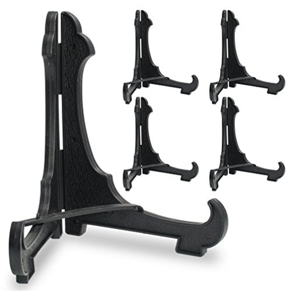 Banberry Designs Black Easels - Set Of 5 Black Plastic Easels With Locking Bar- Folding Display Stands- 5